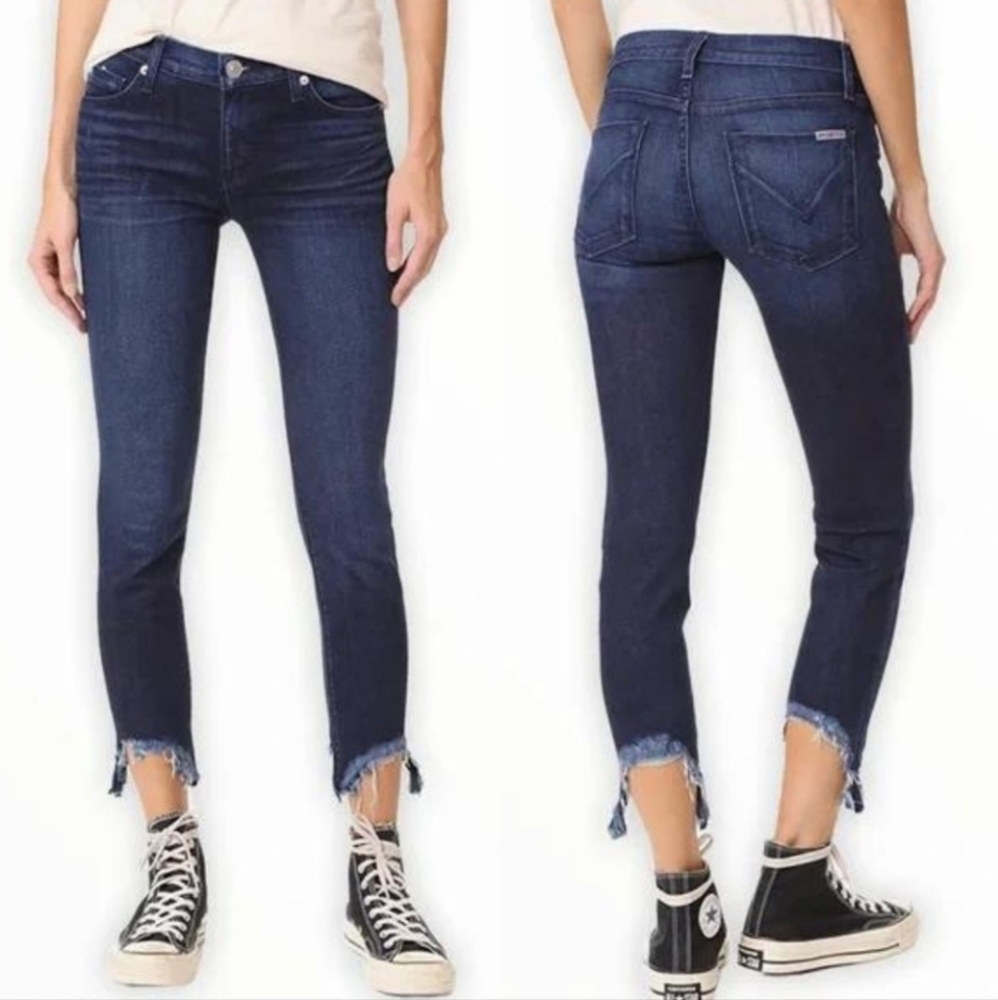 Hudson Colette Midrise Skinny Crop Women's Blue Denim Frayed Jeans sz 30